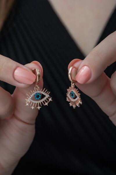 Nereze 925 Ayar Sallantılı Göz Küpe Kadın Gümüş Küpe