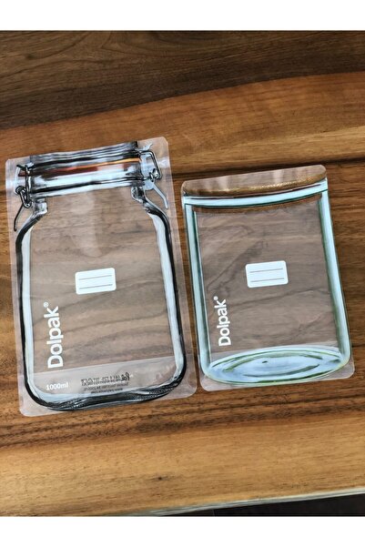 DOLPAK 2 Boy Kavanoz Görünümlü, Kilitli, Gıda Saklama Poşeti-5orta-700ml / 5 Büyük-1000 ml