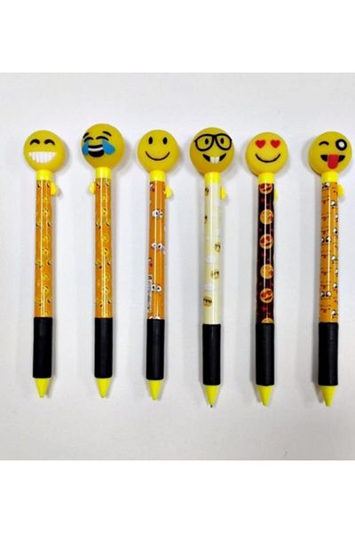 Mikro Cute Smiling Face Emoji Figured 0.7 Tip Pen Set of 6