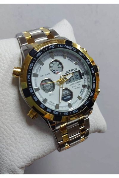 Joefox Men's Wristwatch Digital Analog with Steel Band 945