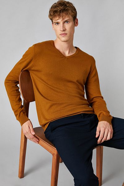 Koton Men's Mustard Sweater 1KAM93012LT