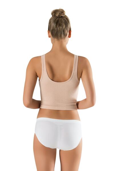 MODANTY Γυναικείο λευκό βραζιλιάνικο εσώρουχο συσπειρωτήρα χωρίς ραφή πλεκτό Push Up Slip