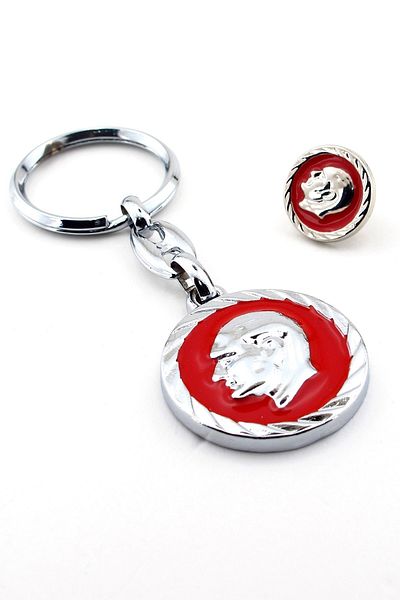 Solfera M. Kemal Atatürk Red Metal Keychain Badge Set Kc705