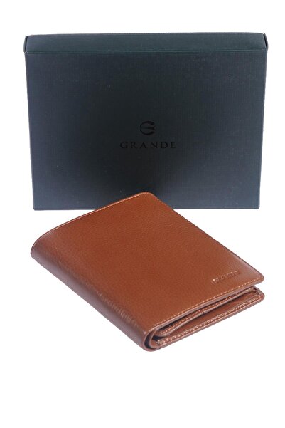 Grande محفظة رجالية من الجلد الطبيعي باللون البني 1502