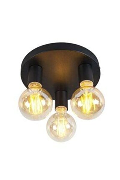 Rsylight Rys Retro Metal Siyah 3 Lü Dekoratif Tavan Plofyoner Avize
