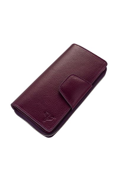 Garbalia 100% Handmade Genuine Leather Plum Women's Money Portfolio