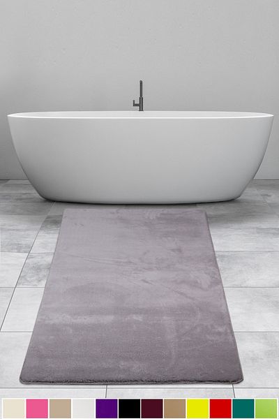 Bonny Home Elite Grey 80x150 cm βελούδινο χαλάκι μπάνιου Αντιολισθητική βάση Pufidik Χαλί μπάνιου μεγάλου μεγέθους