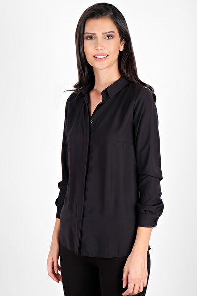 Spazio Kadın Siyah Lluvy Uzun Kollu Düğmeli Bluz 30093586