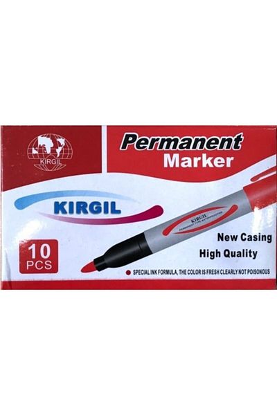 Kırgıl Red Marker Pen Thick Felted Pen Parcel Pen Board Pen 10 Pieces