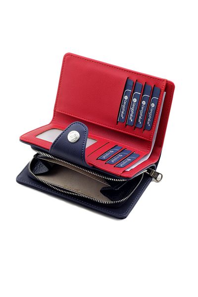 CENGİZ PAKEL Medium Size Navy Blue-red Wallet