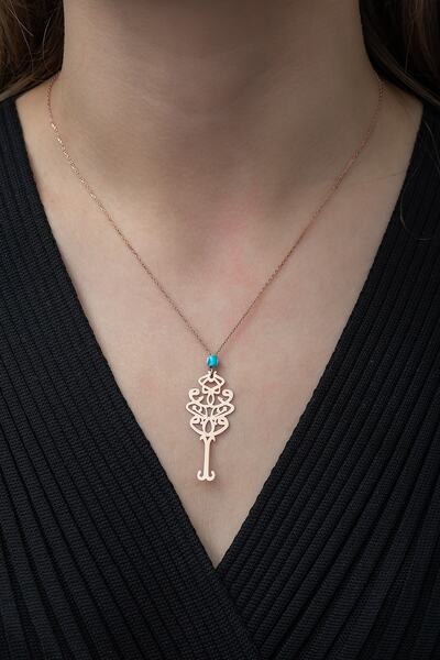 Nereze Kadın Pembe 925 Ayar El Vedud Gümüş Kolye