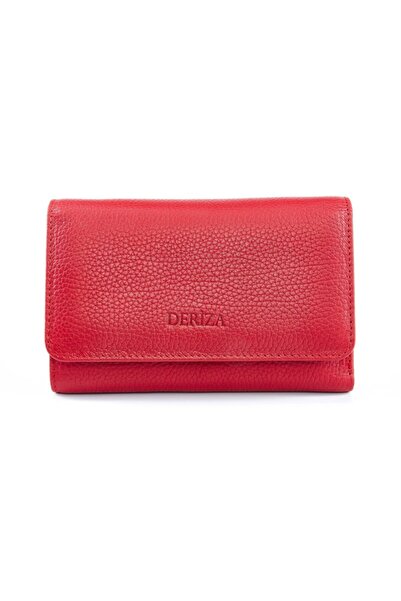 Deriza Optima Hakiki Kadın Deri Cüzdan Kırmızı