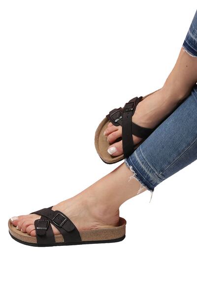 Bequemere شبشب نسائي لتقويم العظام من الجلد الطبيعي ذو رباط مزدوج من Nanna Cork