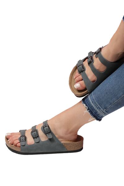 Bequemere Uma Cork Sole Genuine Leather Multi-Strap Orthopedic Unisex Slippers