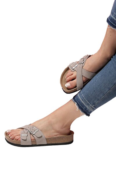 Bequemere شبشب نسائي لتقويم العظام من الجلد الطبيعي ذو رباط مزدوج من Nanna Cork