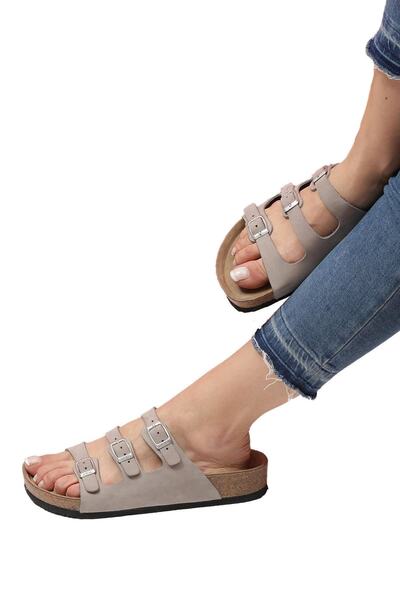 Bequemere Uma Cork Sole Genuine Leather Multi-Strap Orthopedic Unisex Slippers