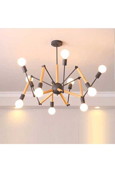 SimaAvize Vintage Modern Ahşap Kirpi Avize