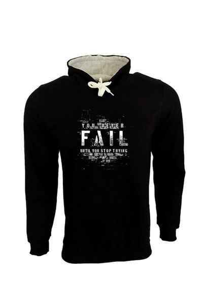 Raf Coll Black Unisex Hooded Sweatshirt You Never Fail Printed