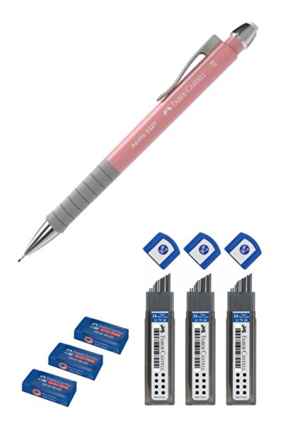 Faber Castell قلم فابر أبولو 0.7 بسن وردي + ممحاة امتحان فابر + سن 0.7 من فابر