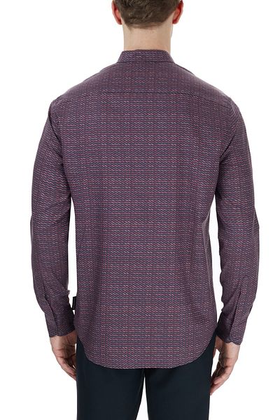 Emporio Armani Мъжка риза с цип и яка с висок ток, цвят бордо, 91smll 1nd1z F301