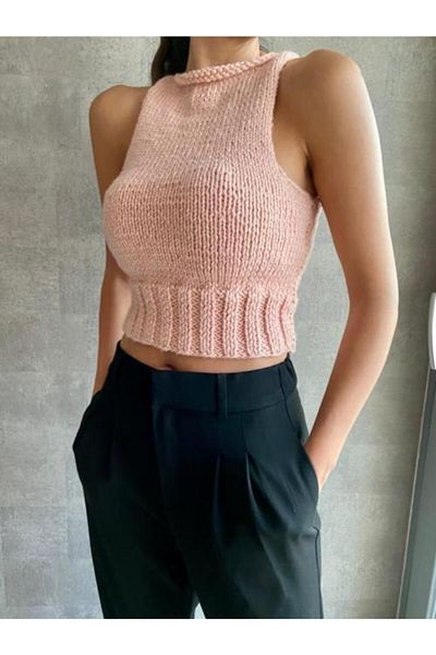 KOSECo Women's Pink Fully Hand Knitted Design Body Sweater