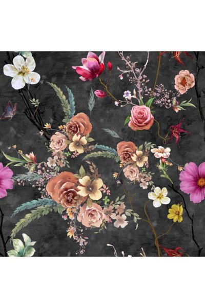 Alacastore Husă de pernă cu model floral cu design special Black Floor