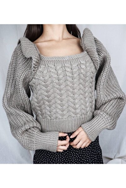 Anita Store Women's Brown Back Detailed Knitwear Sweater