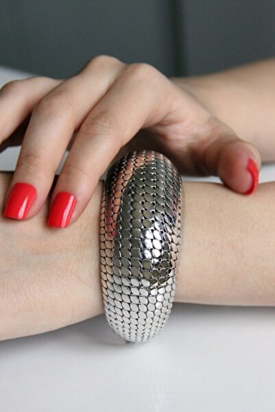 Argentum Concept 925 Ayar Gümüş Tasarım Geniş Balık Sırtı Kelepçe Bileklik - ...