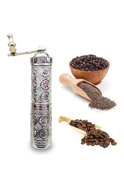 Fantom Date Zamak Long Brown Black Pepper Hand Grinder 21 cm