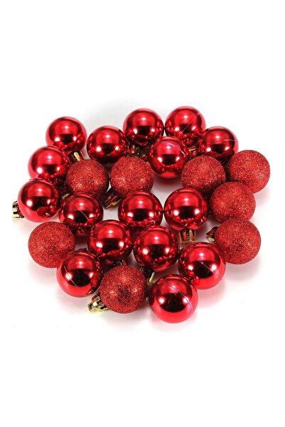 Sezy Κόκκινο Χριστουγεννιάτικο Πεύκο Στολίδι Χριστουγεννιάτικο Πολυτελές Χαριτωμένο Μπάλα 48 Τεμάχια 3εκ