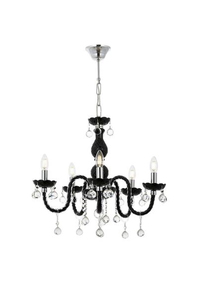 Tavcam Hazal 5 Li Kristal Taşlı Siyah Cam Kol Avize