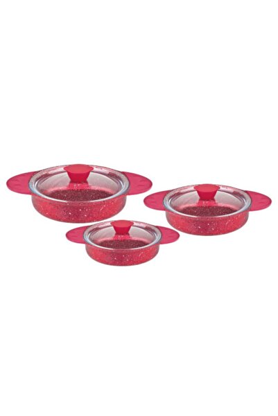 OMS PASLANMAZ Red Granite 6 Piece Sahan Set Oms 3015