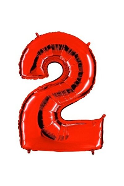 PARTİSERÜVENİ بالون فويل رقم 2 لون أحمر 40 بوصة (100 سم)