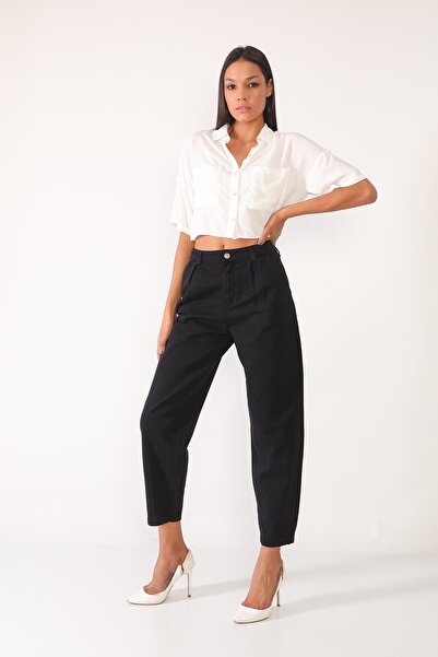 Darkly Jeans Kadın Siyah Yüksek Bel Carrot Fit Denim Pantolon