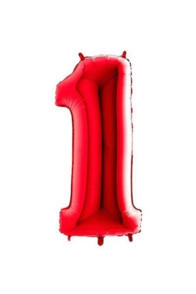 PARTİSERÜVENİ بالون فويل رقم 1 لون أحمر 40 بوصة (100 سم)