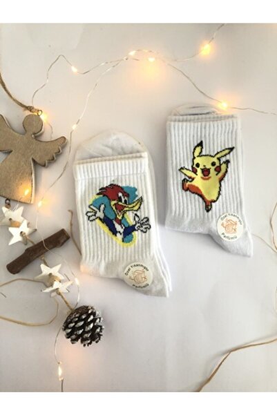 çorapdunyam Унісекс білі 2-х парні серійні тенісні шкарпетки з малюнком Gf5433