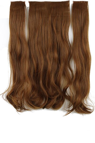 Eva Peruk 250 gr 70 Cm Dalgalı Fiber Yarımay Set Bakır