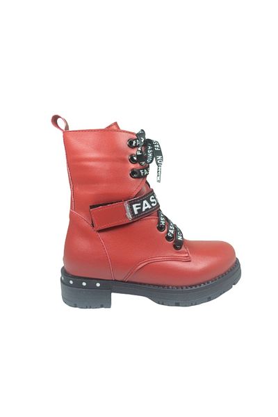 grafen Red Orthopedic Booties Girls' Boots - Anatomical with Laces and Zipper