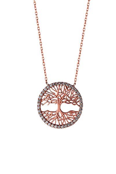 Afrodit Silver Kadın Rose Tuba Ağacı Tasarım Gümüş Kolye