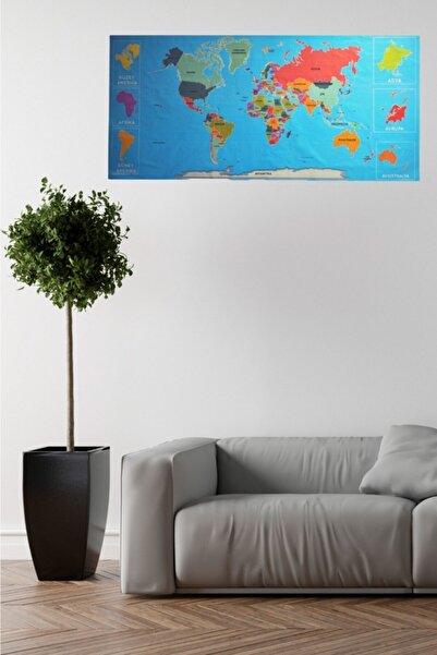 Buffer 2li Set Atlas Dünya haritası Manyetik Yapıştırıcı Gerektirmeyen Duvar Stickerı 118 * 56 Cm