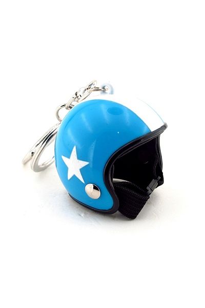 Solfera Blue White Star Scooter Motor Helmet Keychain Kc841