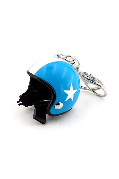 Solfera Blue White Star Scooter Motor Helmet Keychain Kc841