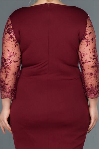 Abiyefon Γυναικείο βραδινό φόρεμα με διπλό γιακά με λεπτομέρεια κεντήματος σε μεγάλο μέγεθος Abk833