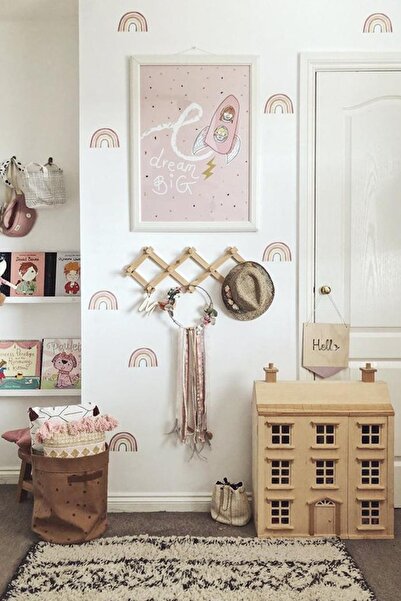 WALLHUMAN Коричнева наклейка на стіну «Веселка»