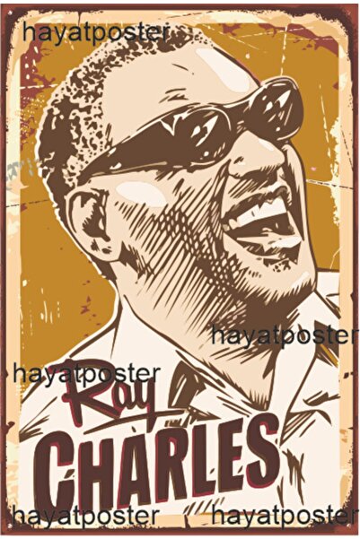 Hayat Poster Ρετρό vintage αφίσα Ray Charles - Σχέδιο ξύλου