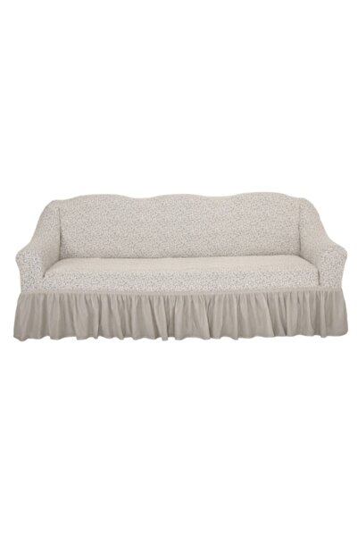 venera Husă de canapea cu 3 locuri, elastică, anti-alunecare, gri pe alb