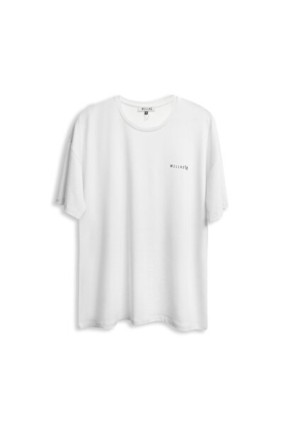 WELLHS Erkek Beyaz Oversize Tshirt