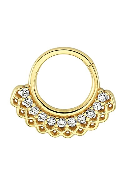 Genel Markalar Halka Altın Piercing – Taşlı Ajurlu