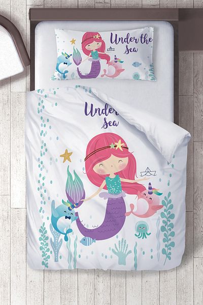 instababyrooms Set cuvertură de pilota pentru copii din bumbac micro satin sirenă 3 copii