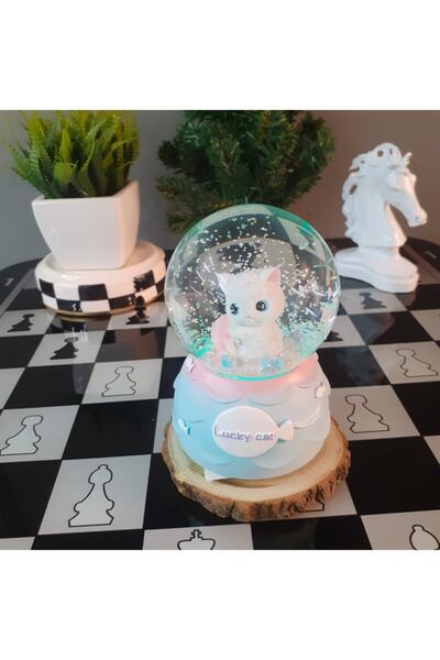 by rk tasarım Sevimli Minnoşçuk Kedi Kar Küresi Orta Boy